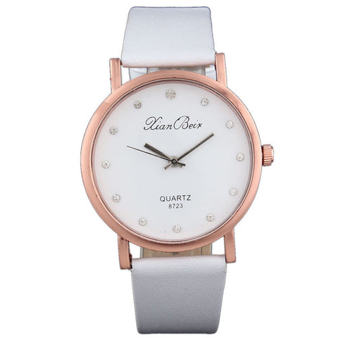 Montres Femmes 2017 Diamond Bracelet Watches Women Fashion PU Leather Wristwatch Men's Quartz Watch Woman Clock Relogio Feminino - watchwomen