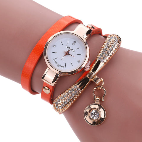 Fashion Women Leather Rhinestone Analog Quartz Bracelet Watch Female Relogio Feminino Ladies watches 2016 Famouse Brand Watches - watchwomen