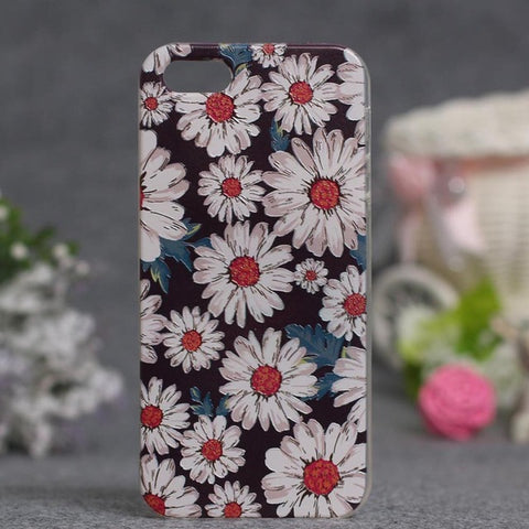 Newest Fashion Colorful Luxury 3D Flower Pattern Case for Apple iPhone 5 5S Cases Cell Phone Soft TPU Back Cover for iphone SE - watchwomen