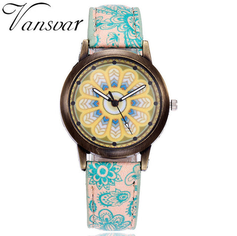 2017 Vansvar Brand New Creative Vintage Women Watches Ladies Casual Leather Quartz Wristwatches Clock Hours Relogio Feminino - watchwomen