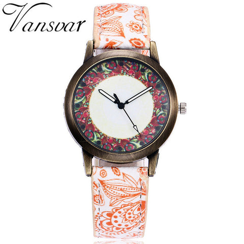 2017 Vansvar Brand New Creative Vintage Women Watches Ladies Casual Leather Quartz Wristwatches Clock Hours Relogio Feminino - watchwomen