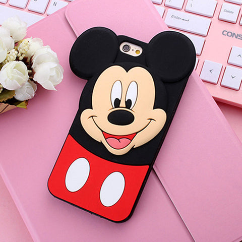 3D Cartoon Soft Silicone Phone Case for iPhone 5 5S 6 6S 7 Plus Cover Mickey Judy Rabbit Smile Cat Tiger Stitch Unicorn Animal - watchwomen