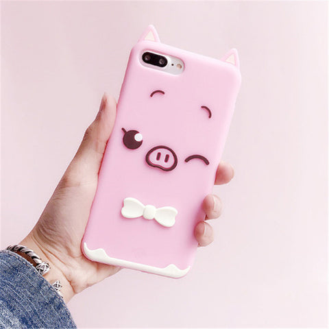 3D Cartoon Soft Silicone Phone Case for iPhone 5 5S 6 6S 7 Plus Cover Mickey Judy Rabbit Smile Cat Tiger Stitch Unicorn Animal - watchwomen