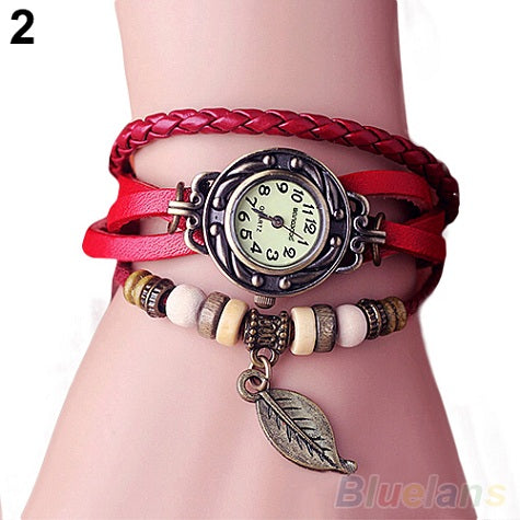 2017 Hot Retro Butterfly Leaf Fashion leather Bracelet Water Quartz Hand Clock Women Wrist Watch Wristwatch Female reloj mujer - watchwomen