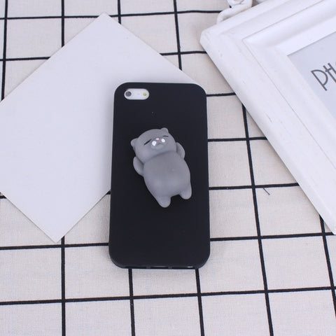 Phone Case for iPhone 6 6S 3D Cute Soft Silicone Squishy Cat Fundas for iPhone 6 6S 7 7 Plus 5 5S Cover Sleeping Kitty Coque - watchwomen