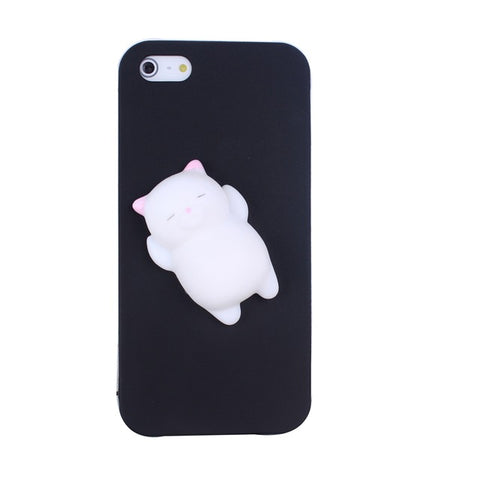 Phone Case for iPhone 6 6S 3D Cute Soft Silicone Squishy Cat Fundas for iPhone 6 6S 7 7 Plus 5 5S Cover Sleeping Kitty Coque - watchwomen
