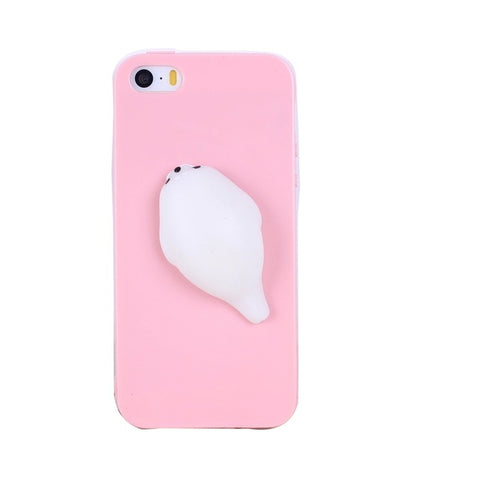 Phone Case for iPhone 6 6S 3D Cute Soft Silicone Squishy Cat Fundas for iPhone 6 6S 7 7 Plus 5 5S Cover Sleeping Kitty Coque - watchwomen