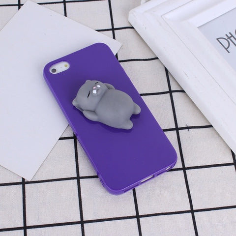 Phone Case for iPhone 6 6S 3D Cute Soft Silicone Squishy Cat Fundas for iPhone 6 6S 7 7 Plus 5 5S Cover Sleeping Kitty Coque - watchwomen