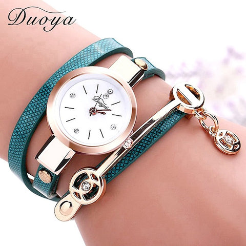 New Duoya Fashion Women Bracelet Watch Gold Quartz Gift Watch Wristwatch Women Dress Leather Casual Bracelet Watches - watchwomen