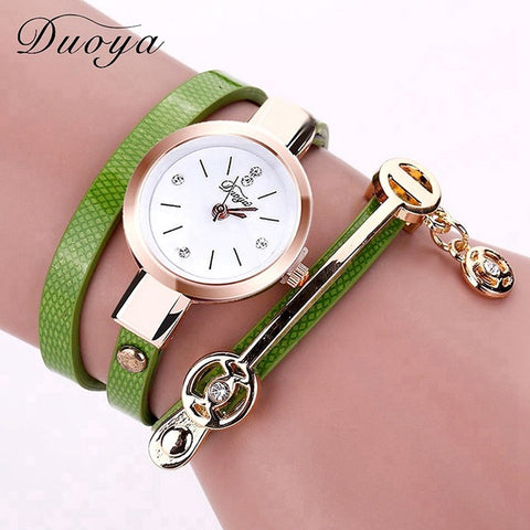 New Duoya Fashion Women Bracelet Watch Gold Quartz Gift Watch Wristwatch Women Dress Leather Casual Bracelet Watches - watchwomen