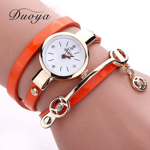 New Duoya Fashion Women Bracelet Watch Gold Quartz Gift Watch Wristwatch Women Dress Leather Casual Bracelet Watches - watchwomen