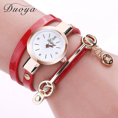 New Duoya Fashion Women Bracelet Watch Gold Quartz Gift Watch Wristwatch Women Dress Leather Casual Bracelet Watches - watchwomen
