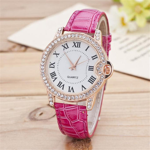 diamond bracelet watches Women luxury dress Fashion Leather Analog Simple Clock Dial Quartz Wrist Watch relogio gift - watchwomen