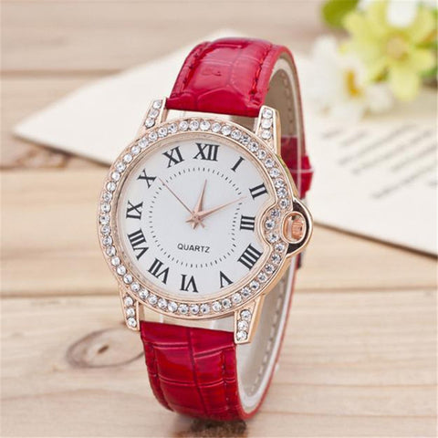 diamond bracelet watches Women luxury dress Fashion Leather Analog Simple Clock Dial Quartz Wrist Watch relogio gift - watchwomen