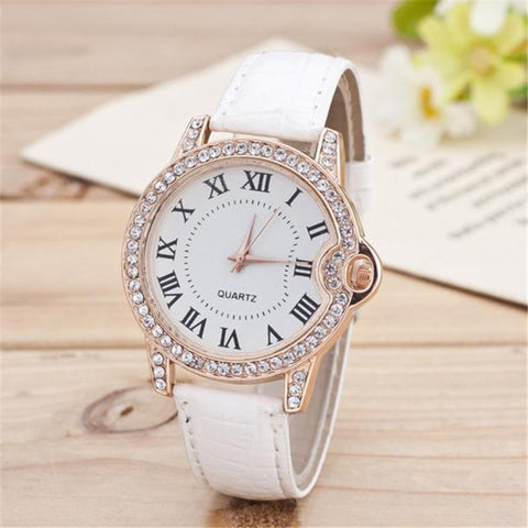 diamond bracelet watches Women luxury dress Fashion Leather Analog Simple Clock Dial Quartz Wrist Watch relogio gift - watchwomen