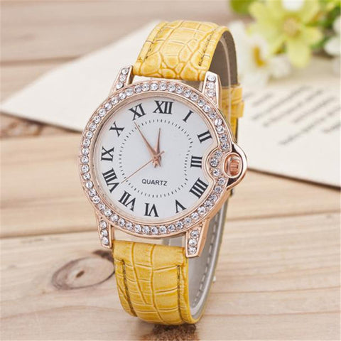 diamond bracelet watches Women luxury dress Fashion Leather Analog Simple Clock Dial Quartz Wrist Watch relogio gift - watchwomen