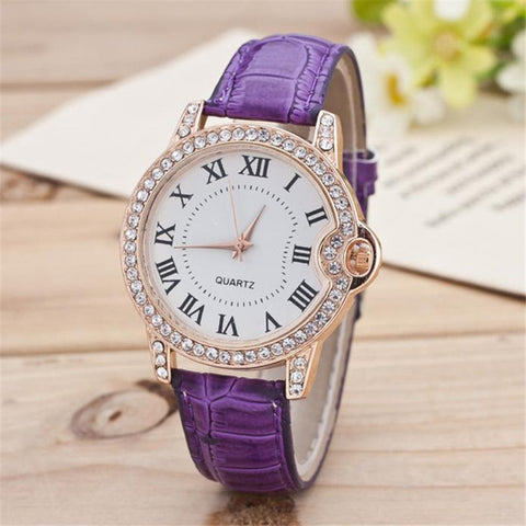 diamond bracelet watches Women luxury dress Fashion Leather Analog Simple Clock Dial Quartz Wrist Watch relogio gift - watchwomen