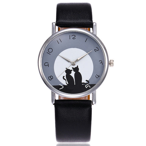 2017 New Fashion Lovely Cat Watch Casual Leather Women Wristwatches Quartz Watch Relogio Feminino Gift Drop Shipping - watchwomen