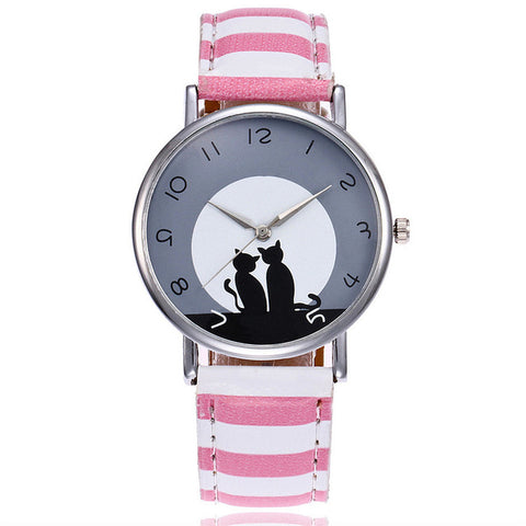2017 New Fashion Lovely Cat Watch Casual Leather Women Wristwatches Quartz Watch Relogio Feminino Gift Drop Shipping - watchwomen