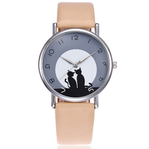 2017 New Fashion Lovely Cat Watch Casual Leather Women Wristwatches Quartz Watch Relogio Feminino Gift Drop Shipping - watchwomen