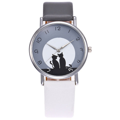 2017 New Fashion Lovely Cat Watch Casual Leather Women Wristwatches Quartz Watch Relogio Feminino Gift Drop Shipping - watchwomen