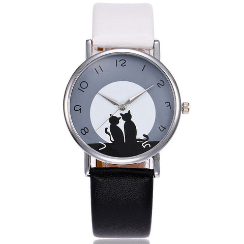 2017 New Fashion Lovely Cat Watch Casual Leather Women Wristwatches Quartz Watch Relogio Feminino Gift Drop Shipping - watchwomen