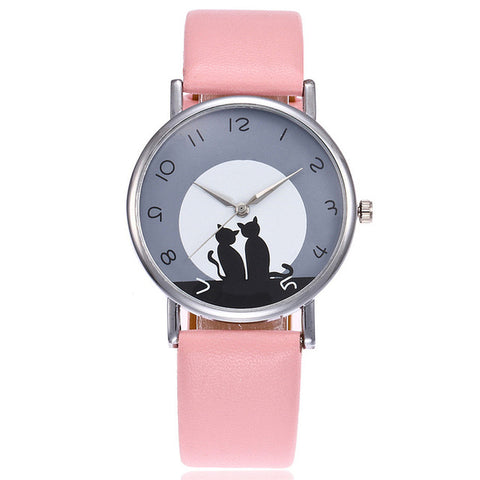 2017 New Fashion Lovely Cat Watch Casual Leather Women Wristwatches Quartz Watch Relogio Feminino Gift Drop Shipping - watchwomen