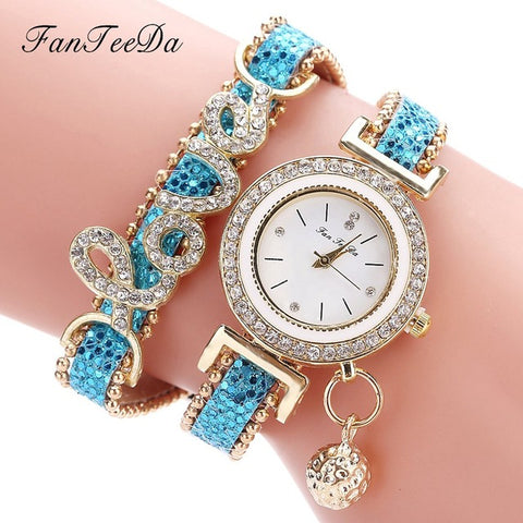 FanTeeDa Brand Fashion Luxury Women Wristwatch Watches Love Word Leather Strap Ladies Bracelet Watch Casual Quartz Watch Clock - watchwomen