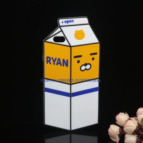 3D Cute Milk Box Chill Pills Soft Cover For iPhone X SE 5C 5S 6 6S 7 8 Plus 5.5" Cover Cartoon Apeach Ryan Flower Phone Cases - watchwomen