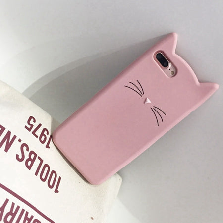 OLLIVAN For iPhone 7 Case 3D Cute Cartoon Animal Beard Cat Ear Phone Cases For iPhone 5S 6 6S 7 8 Plus Silicon Soft TPU Fundas - watchwomen