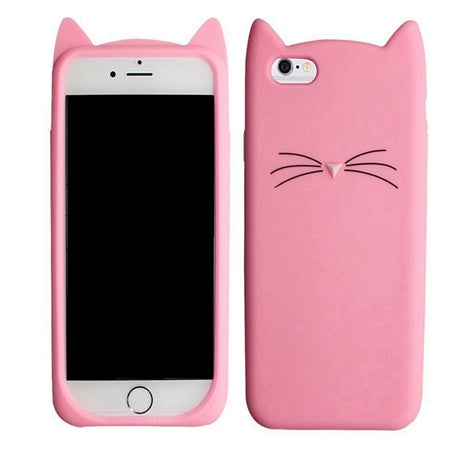 OLLIVAN For iPhone 7 Case 3D Cute Cartoon Animal Beard Cat Ear Phone Cases For iPhone 5S 6 6S 7 8 Plus Silicon Soft TPU Fundas - watchwomen
