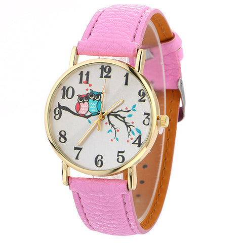 women watch 2017 new female lady male hot Cute Owl Pattern Neutral Fashion Leather Quartz Wrist Watch Reloj relogio clock P*21 - watchwomen