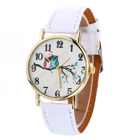 women watch 2017 new female lady male hot Cute Owl Pattern Neutral Fashion Leather Quartz Wrist Watch Reloj relogio clock P*21 - watchwomen