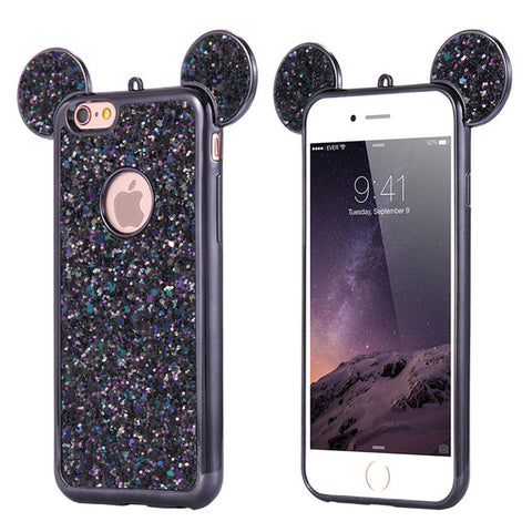 FLOVEME Glitter Cover For iPhone 6 6S Plus iPhone 7 8 Plus X Phone Case Cute 3D Mickey Mouse Coque Capa For iPhone SE 5S S Cases - watchwomen