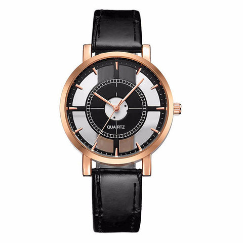 Fashion Women Watch Luxury Unique Stylish Double Hollow Lady Watches Elegant Casual Quartz Wristwatch Gift Girls Clock Black - watchwomen