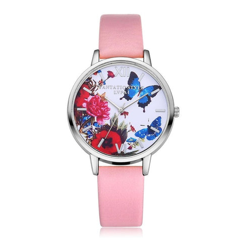 New Silver Butterfly Women Watches 2016 Brand Luxury Rose Gold Round Fashion Popular Wristwatch Female Quartz Watch Women Watch - watchwomen