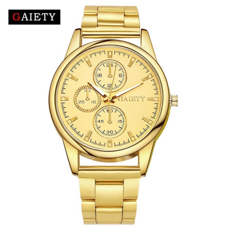GAIETY Quartz Watch Women Fashion Steel Watches Gold Luxury Brand Females Geneva Quartz Clock Ladies Wristwatch 2017 New Arrive - watchwomen