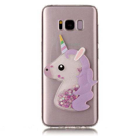 3D Fashion Animal Unicorn Quicksand Liquid Soft Silicone Case For Samsung Galaxy A3 A5 A7 J3 J5 J7 2015 2016 S7 edge Phone Cover - watchwomen
