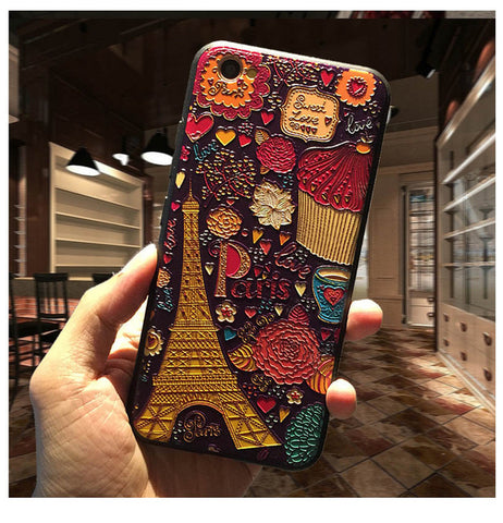 5XIAOHUO New 3D Stereo Relief Phone Case For Apple iphone 6 case Fashion Pattern For iphone 6 6S 7 Plus case - watchwomen