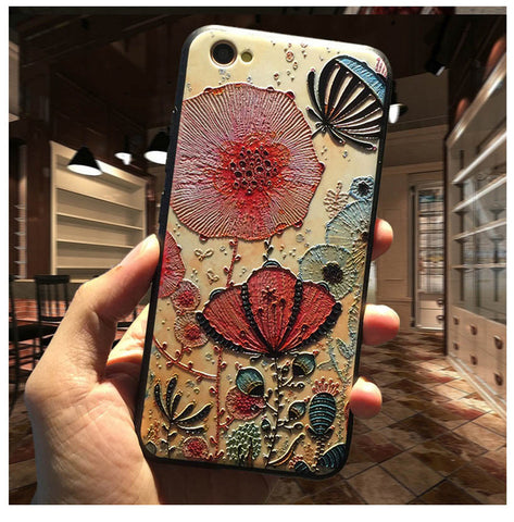 5XIAOHUO New 3D Stereo Relief Phone Case For Apple iphone 6 case Fashion Pattern For iphone 6 6S 7 Plus case - watchwomen