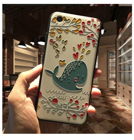 5XIAOHUO New 3D Stereo Relief Phone Case For Apple iphone 6 case Fashion Pattern For iphone 6 6S 7 Plus case - watchwomen
