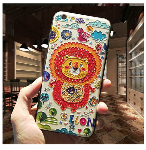 5XIAOHUO New 3D Stereo Relief Phone Case For Apple iphone 6 case Fashion Pattern For iphone 6 6S 7 Plus case - watchwomen