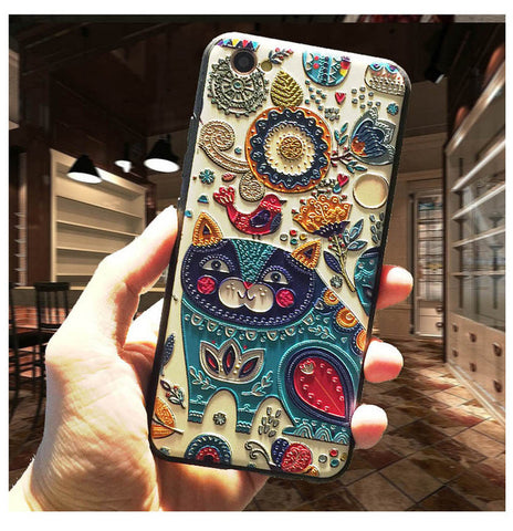 5XIAOHUO New 3D Stereo Relief Phone Case For Apple iphone 6 case Fashion Pattern For iphone 6 6S 7 Plus case - watchwomen
