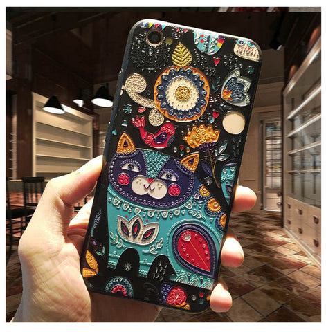 5XIAOHUO New 3D Stereo Relief Phone Case For Apple iphone 6 case Fashion Pattern For iphone 6 6S 7 Plus case - watchwomen