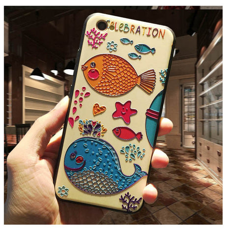 5XIAOHUO New 3D Stereo Relief Phone Case For Apple iphone 6 case Fashion Pattern For iphone 6 6S 7 Plus case - watchwomen