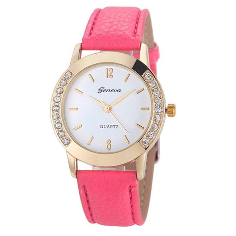 Fashion Watch Women Clock Charming 2017 Leather Diamond Quartz Comfortable Wrist Watch Lady Dress Temperament High Quality C5 - watchwomen