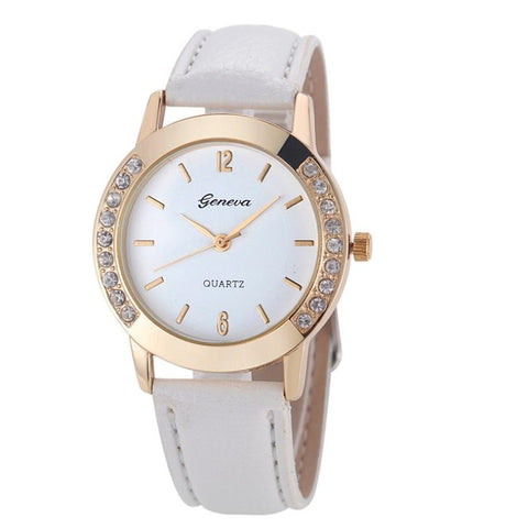 Fashion Watch Women Clock Charming 2017 Leather Diamond Quartz Comfortable Wrist Watch Lady Dress Temperament High Quality C5 - watchwomen