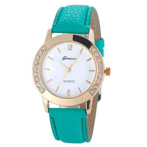 Fashion Watch Women Clock Charming 2017 Leather Diamond Quartz Comfortable Wrist Watch Lady Dress Temperament High Quality C5 - watchwomen