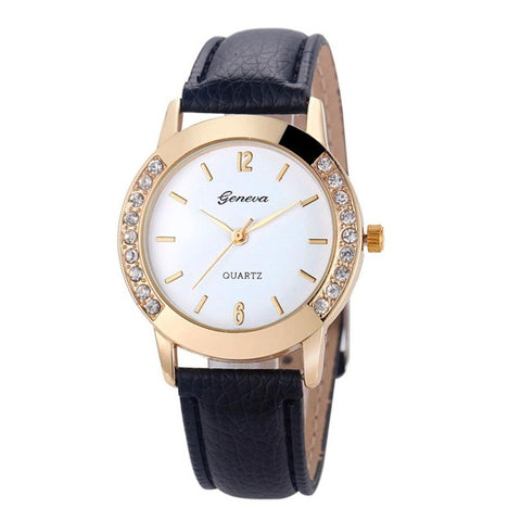 Fashion Watch Women Clock Charming 2017 Leather Diamond Quartz Comfortable Wrist Watch Lady Dress Temperament High Quality C5 - watchwomen