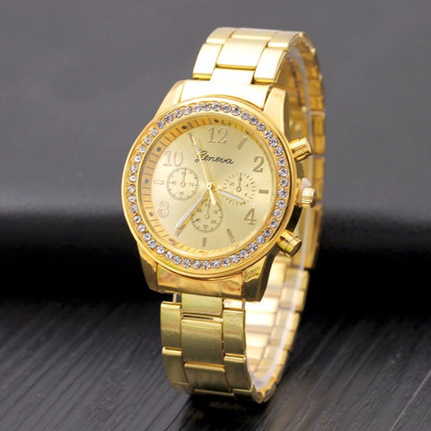 2017 New Geneva Female Fashion Quartz Watch Women famous brand Luxury Rhinestone Watches Kobiet zegarka Stainless Steel Watch - watchwomen
